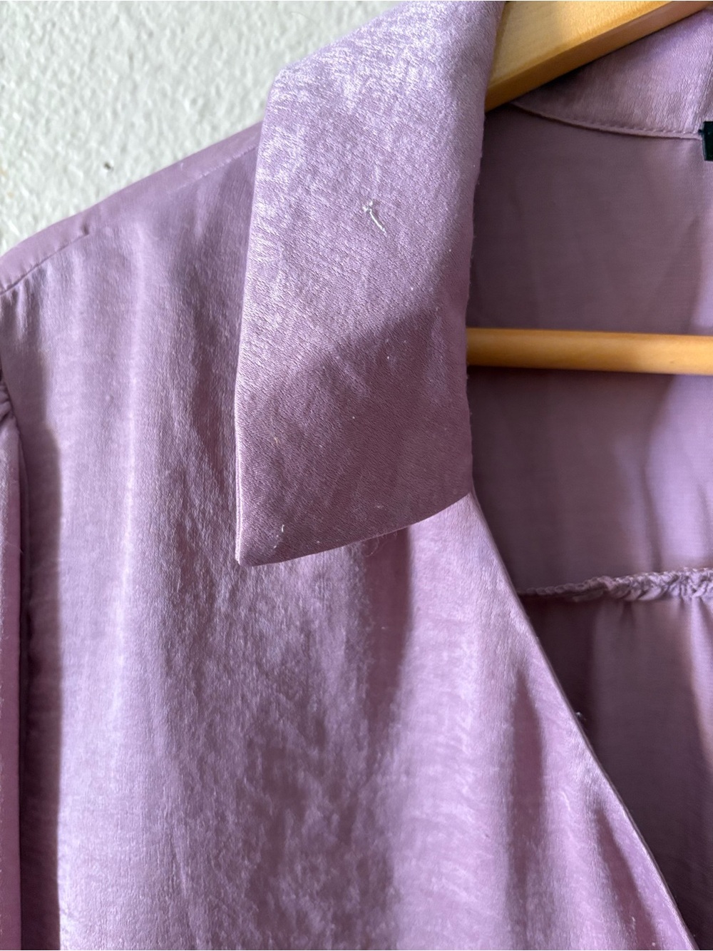 Cooper & Ella Lavender Button Front Blouse XL Long Sleeve Gathered Top - Picture 5 of 14